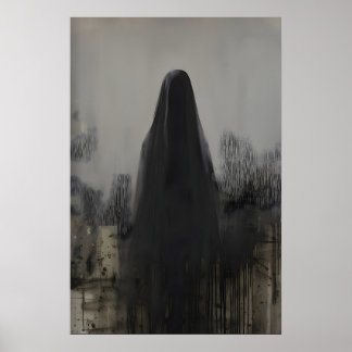 Abstract Veiled Person Gothic Art Printable Poster