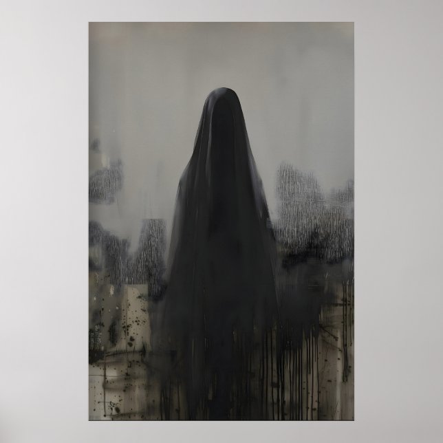 Abstract Veiled Person Gothic Art Printable Poster (Vorne)
