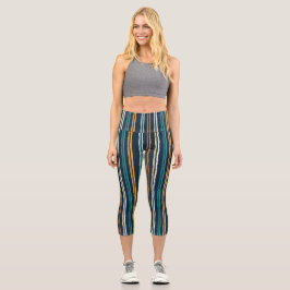 Abstract Vertical Lines pattern Capri Leggings