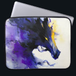 Abstract Watercolor Black Horse Portrait Laptopschutzhülle<br><div class="desc">Mystic abstract watercolor portrait of a powerful black horse, flowing in deep shades of purple with luminous golden accents.</div>