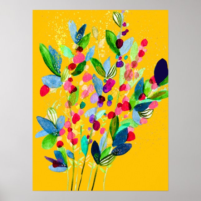Abstract watercolor colorful floral poster (Vorne)