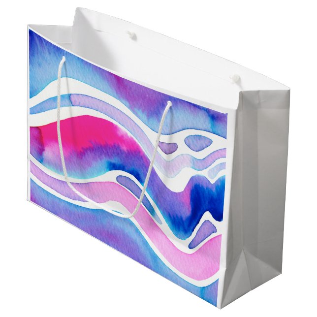 Abstract Watercolor Design Große Geschenktüte (Vorderseite Schrägansicht)