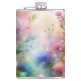 Abstract Watercolor Florals Flask Flachmann