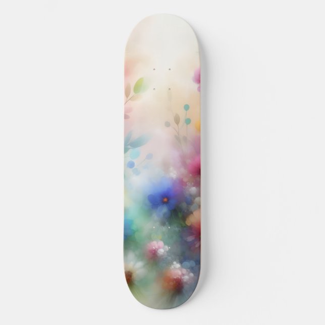 Abstract Watercolor Florals Skateboard (Vorderseite)
