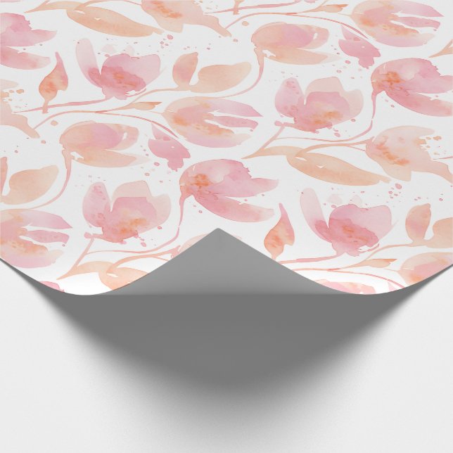 Abstract Watercolor Pattern in Peach and Pink Geschenkpapier (Ecke)