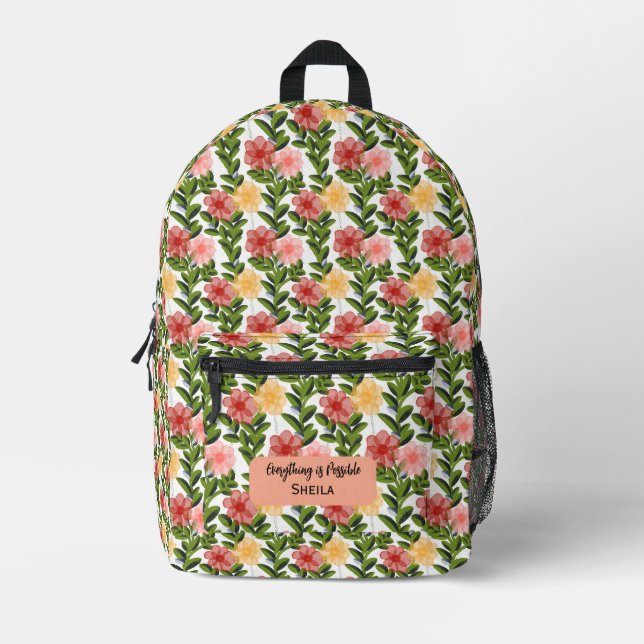 Abstract Watercolour Floral  Bedruckter Rucksack (Vorderseite)