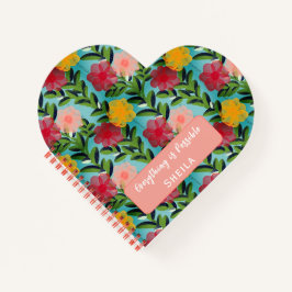 Abstract Watercolour Florals Notebook Blue Notizbuch