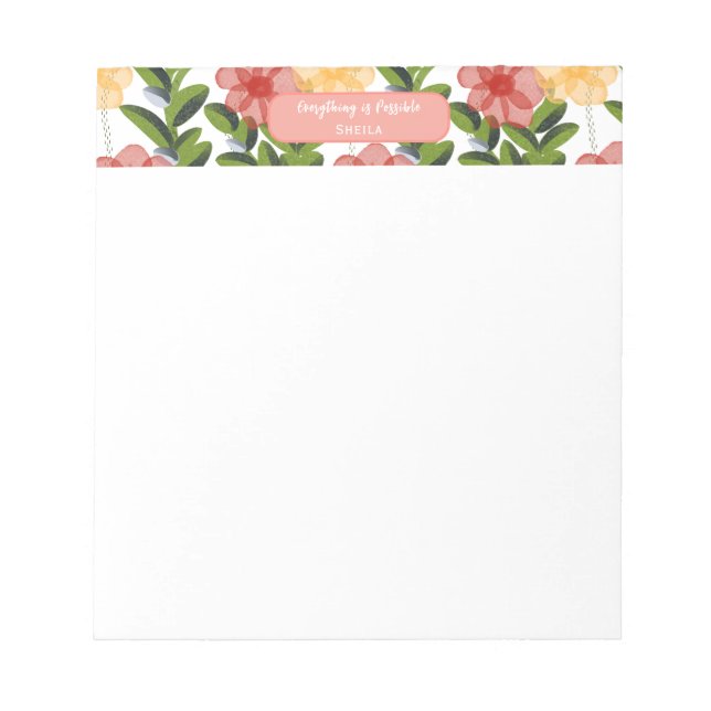 Abstract Watercolour Florals Notepad Notizblock (Vorderseite)