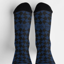 Abstract Waves Blue and Black with Text Socken