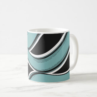 Abstract Wavy Teal and Black Flow Design Kaffeetasse