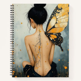 Abstract Whimsical Woman and Butterfly Notizbuch
