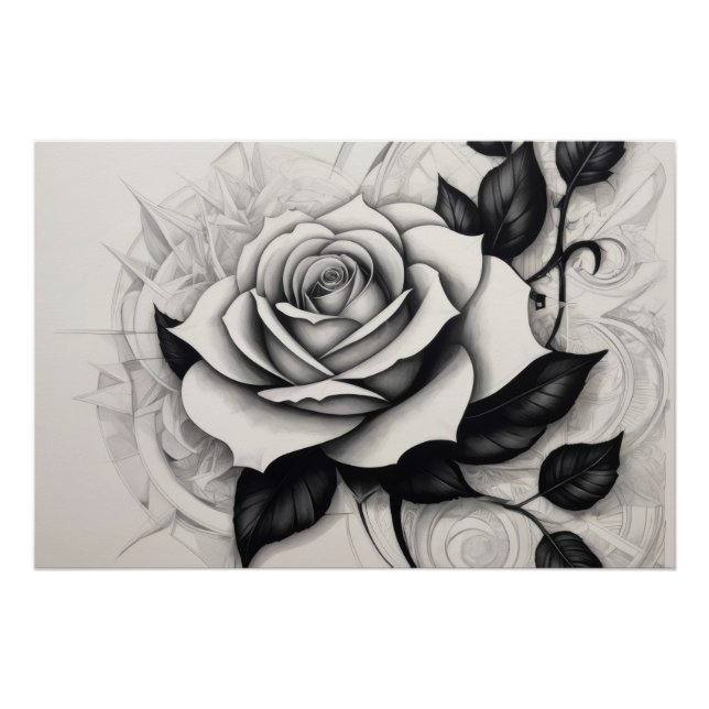 Abstract white rose poster (Vorderseite)