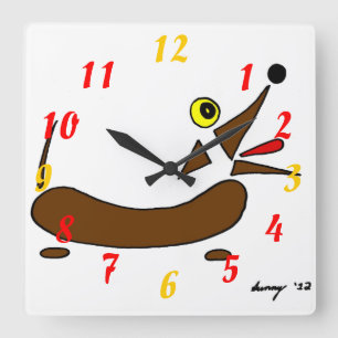 Abstract Wiener Dog Clock Quadratische Wanduhr