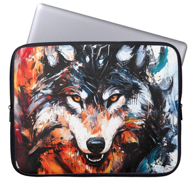 Abstract Wild Spirit Wolf Laptopschutzhülle (Vorderseite)