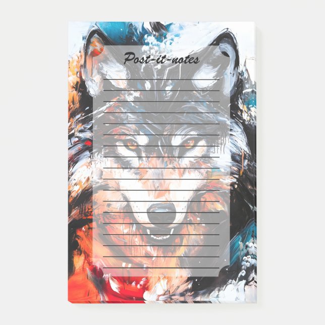 Abstract Wild Spirit Wolf Post-it Klebezettel (Vorderseite)