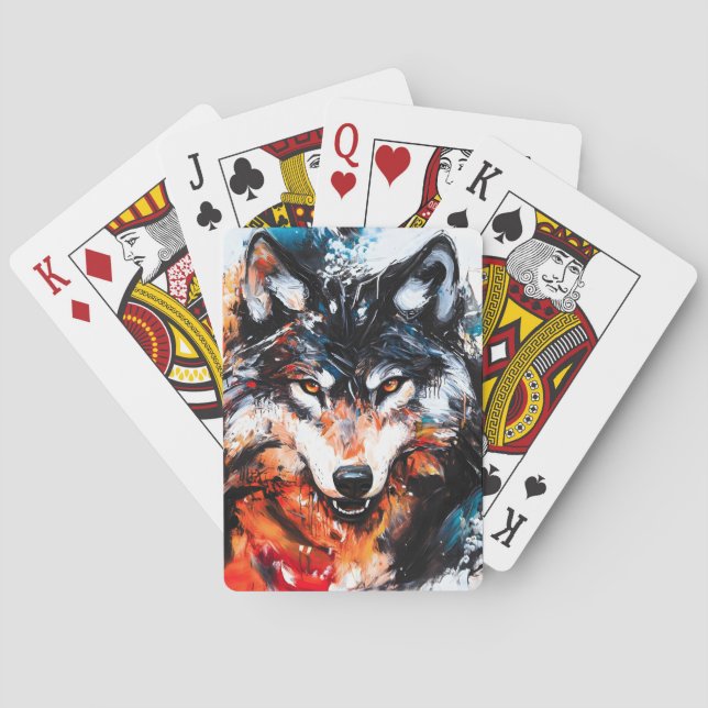 Abstract Wild Spirit Wolf Spielkarten (Rückseite)
