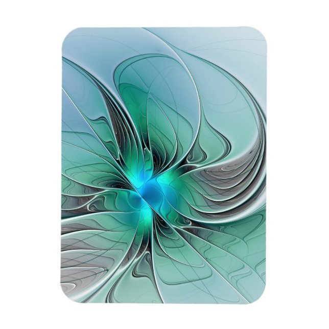 Abstract With Blue, Modern Fractal Art Magnet (Vertikal)