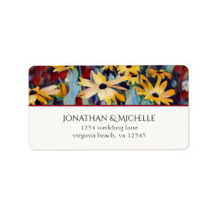 Abstract Yellow Daisy Flowers Floral Address Adressaufkleber