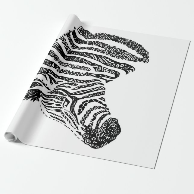 Abstract Zebra Canvas Black White Geschenkpapier (Ungerollt)