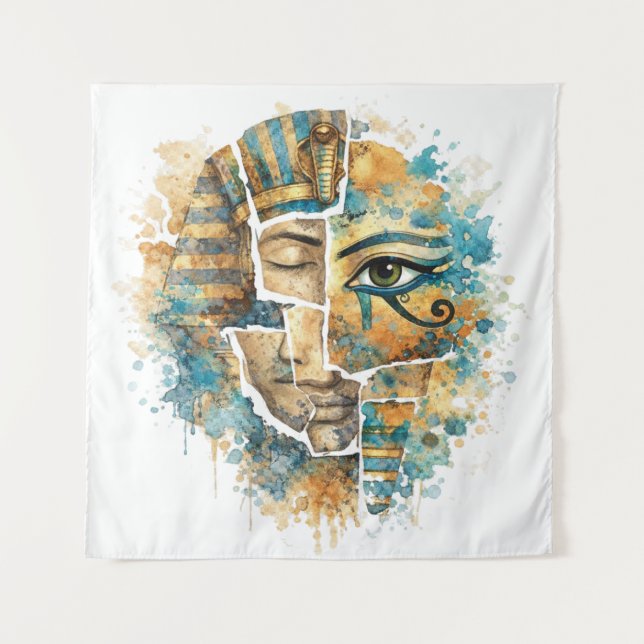 AbstractAncientEgyptian Pharaoh with Eye of Horus  Wandteppich (Vorderseite)