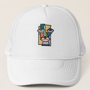 Abstracter kubistischer Gesichts-Kunst-Trucker-Hut Truckerkappe