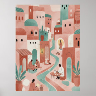 Abstractes Marokkanisches Marktplakat Poster