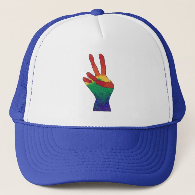 Abstrait arc-en-ciel signe main de paix casquettes (Devant)