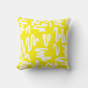 Abstrait Art Blanc Sur Coussin Jaune Jaune