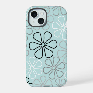 Abstrait Big Flower Outlines BWG+Duck Egg Blue