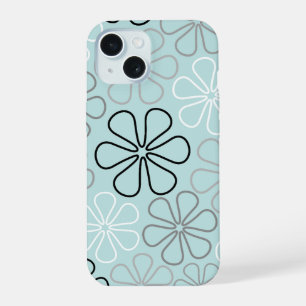 Abstrait Big Flower Outlines BWG+Duck Egg Blue