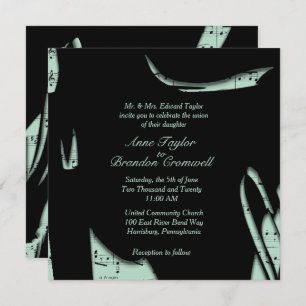 Abstrait Black and Mint Music Faire-part de mariag