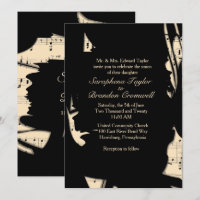 Abstrait Black and Peach Music Faire-part de maria