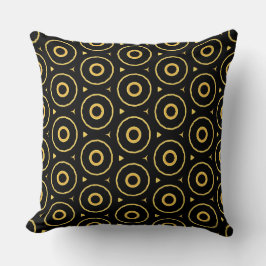 Abstrait Black Gold Cercles Accent Coussin