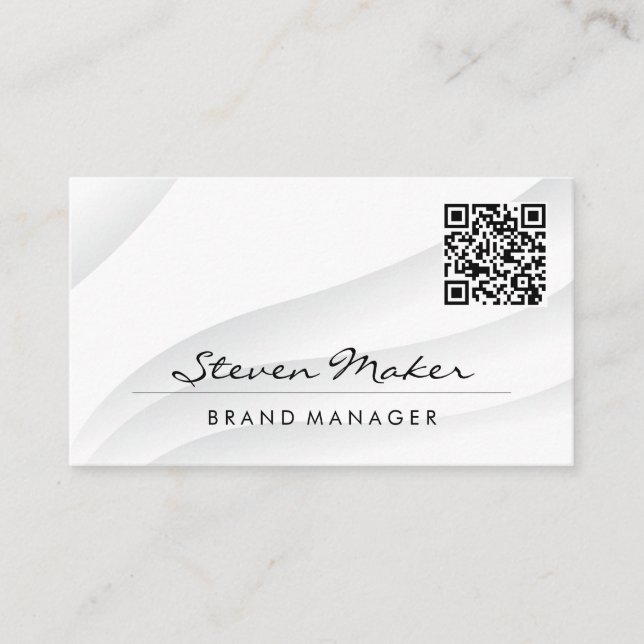 Abstrait blanc simple | Carte de visite de code QR (Devant)