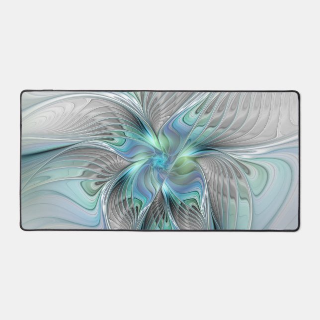 Abstrait Bleu Vert Papillon Imaginaire Fractal Art (Recto)