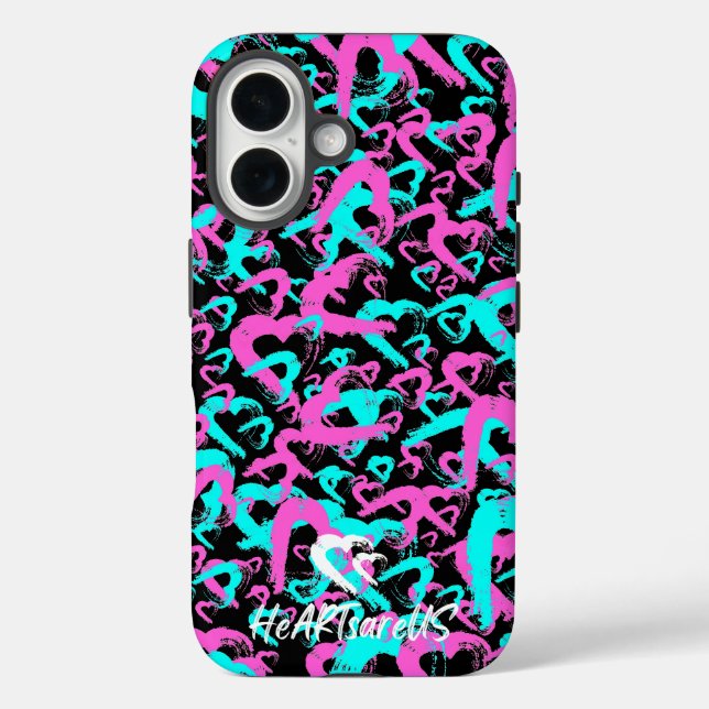 Abstrait Coeurs iPhone 16 Coque (Verso)