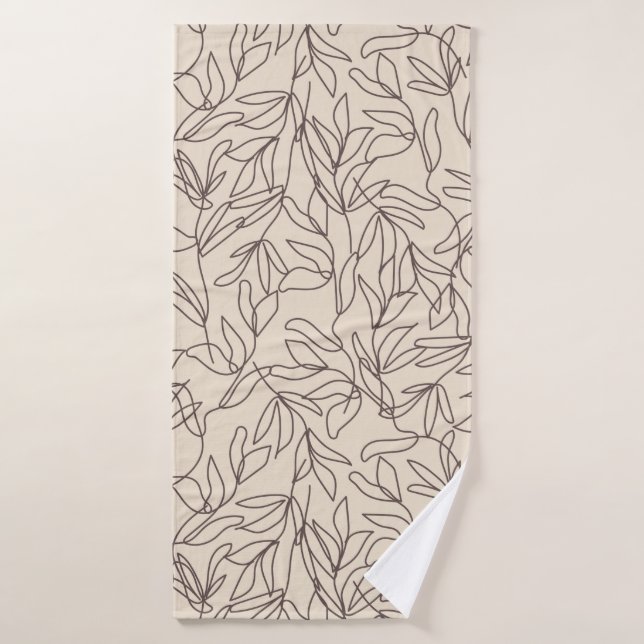 Abstrait de ligne de bois motif moderne art feuill (Serviette de bain)