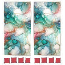 Abstrait en rose, sarcelle, bleu et or