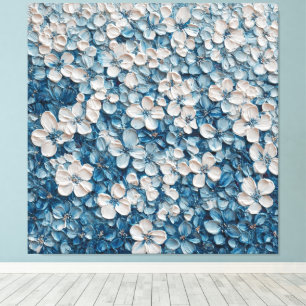 Abstrait Fleur Bleu Dense Art Mural