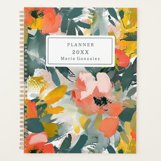 Abstrait Floral Custom 2025 Planificateur hebdomad (Devant)
