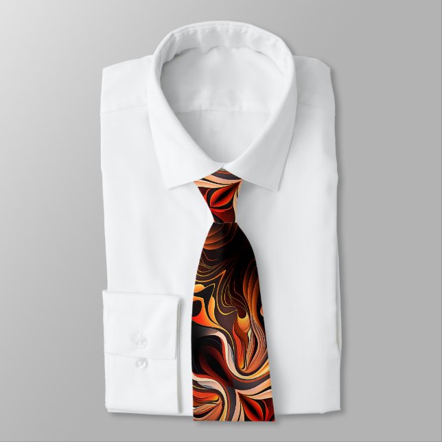 Abstrait Fractal Gold Orange Black Cravate (Attaché)