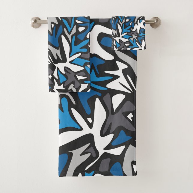 abstrait, géométrique, motif, noir et bleu (En situation)