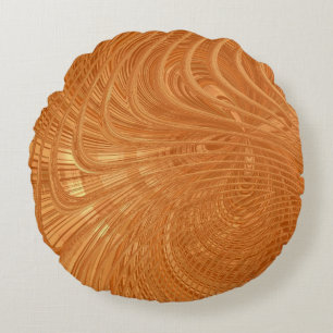 Abstrait Golden Wavy Art Round Coussin