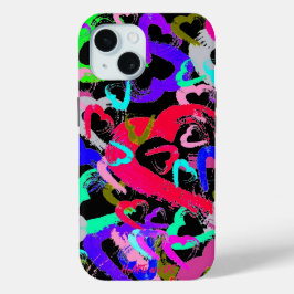 Abstrait Hearts iPhone 15 Coque