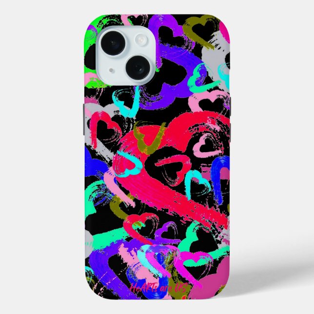 Abstrait Hearts iPhone 15 Coque (Verso)