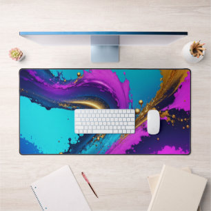 Abstrait liquide dynamique, Turquoise or noir & vi