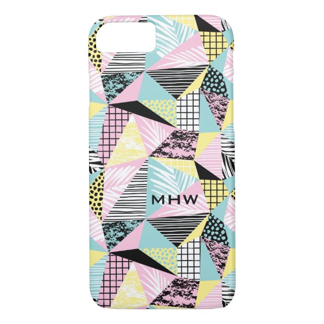 Abstrait Memphis Motif personnalisé coques monogra (Dos)
