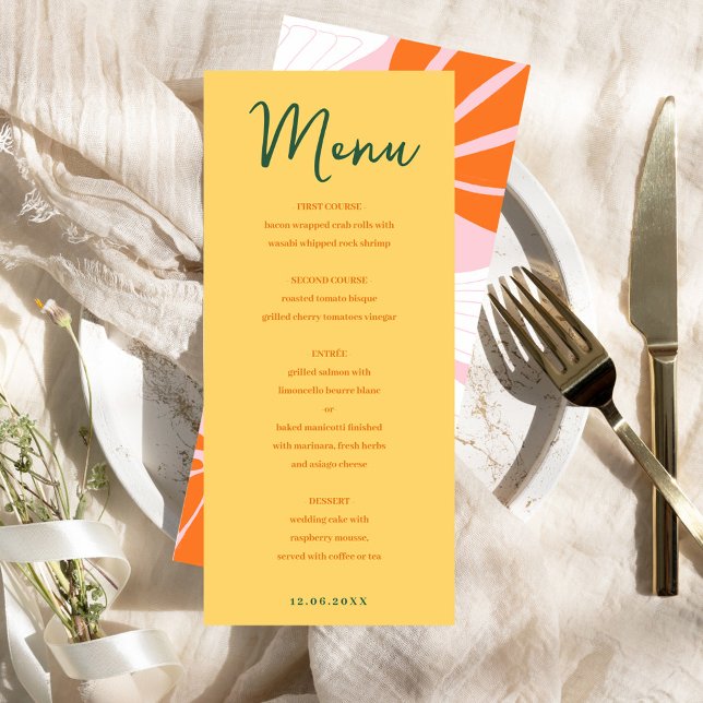 Abstrait menu de mélange et de correspondance fleu (Abstract floral yellow & pink mix and match menu)