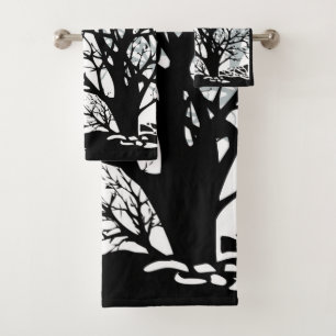 Abstrait moderne arbre noir silhouette ombre blanc