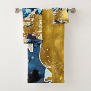 Abstrait, moderne, collage, or, bleu marine